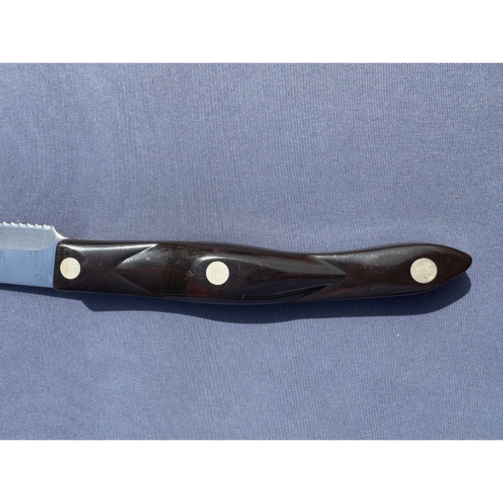 CUTCO 3721 KK Santoku Style Trimmer Serrated Knife Classic Brown Handle - Picture 5 of 5